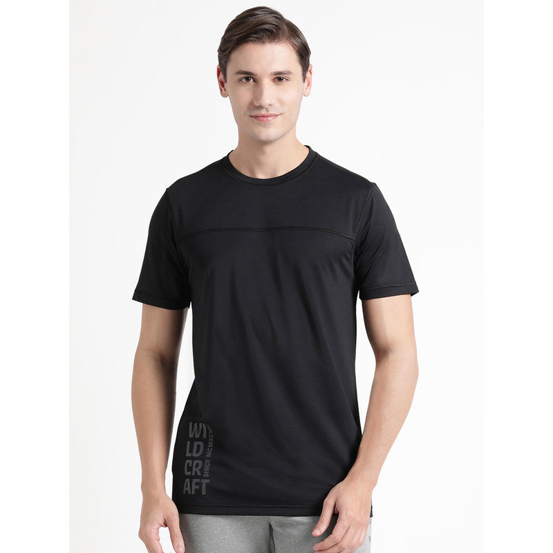 Wildcraft Solid Plain Jacquard Crew T-Shirt (M)