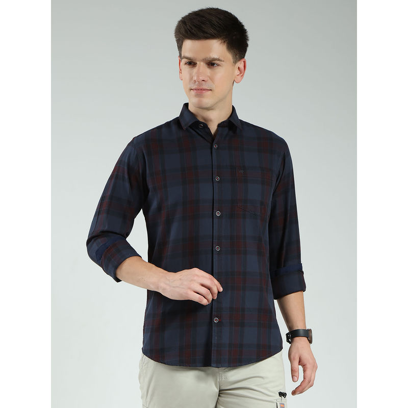 Monte Carlo Grey Checks Slim Fit Shirt (XL)