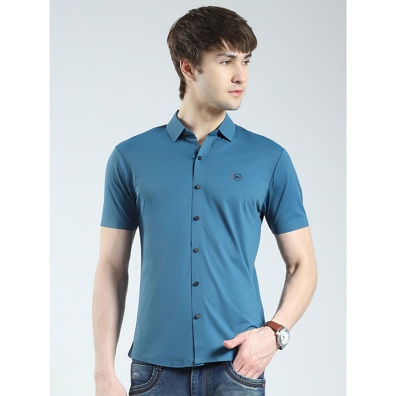 Monte Carlo Teal Solid Regular Fit Shirt (2XL)