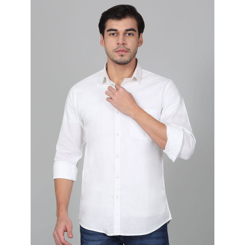 Cantabil White Solid Regular Fit Shirt (38)