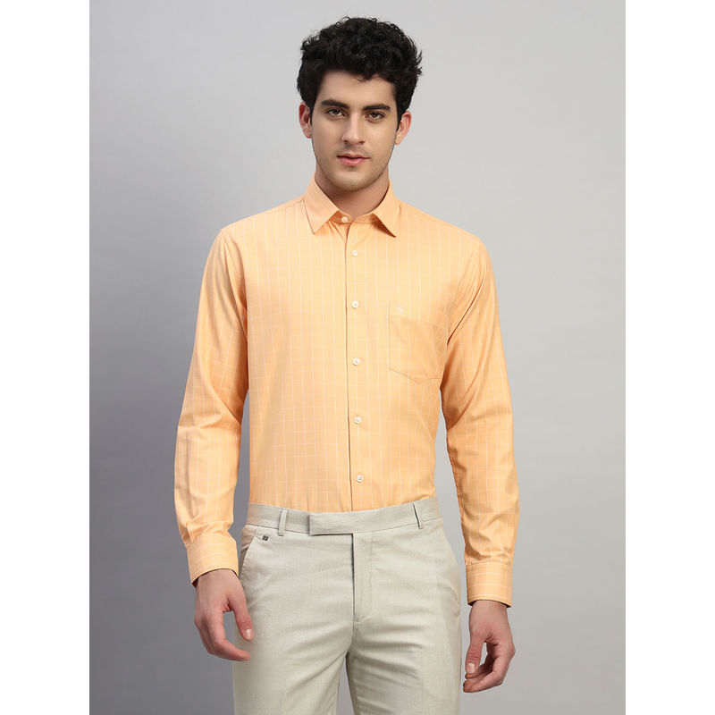 Cantabil Orange Checks Regular Fit Shirt (38)