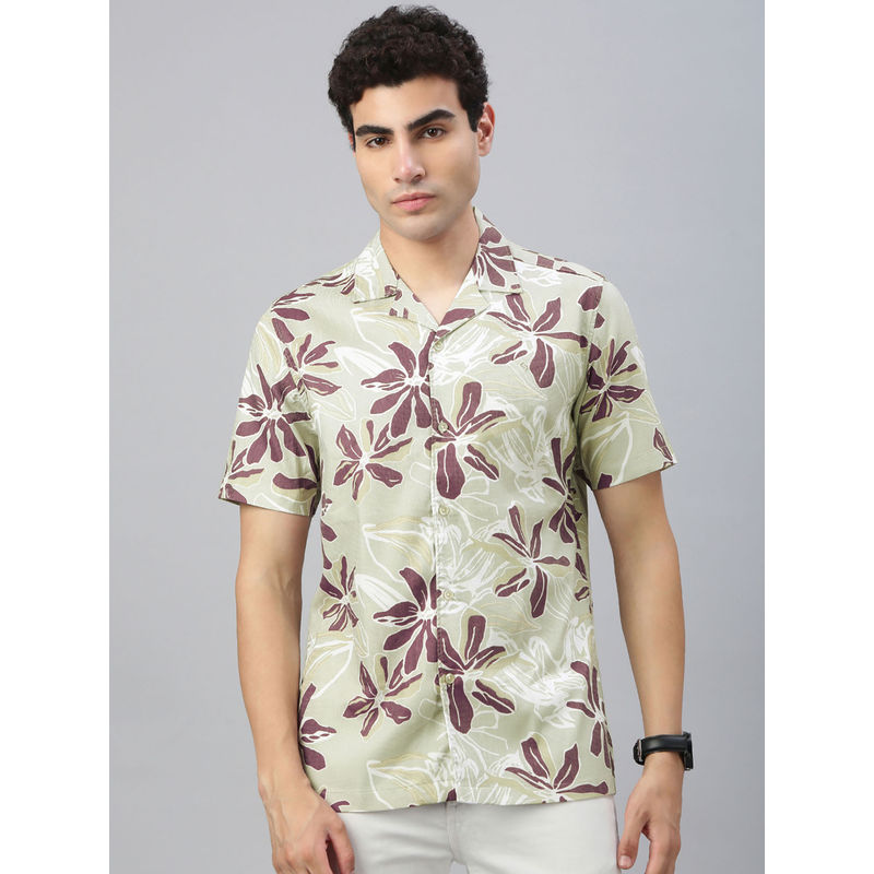 Classic Polo Purple Printed Slim Fit Shirt (M)