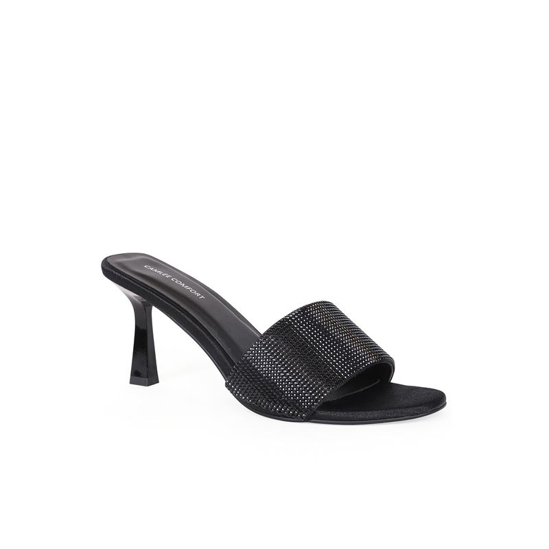 CAMLEE COMFORT Martina Black Rhinestone Slide Heels (Euro 36)