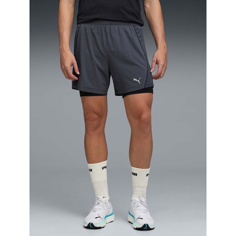 Puma Men Grey Velocity 2 In 1 Running Shorts (L)