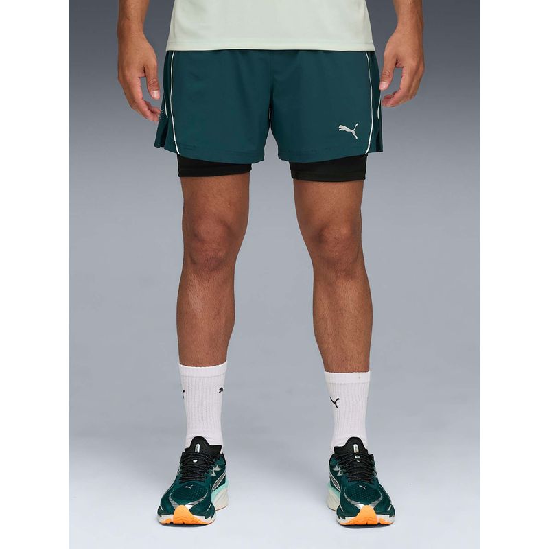 Puma Men Green Velocity 2 In 1 Running Shorts (XS)