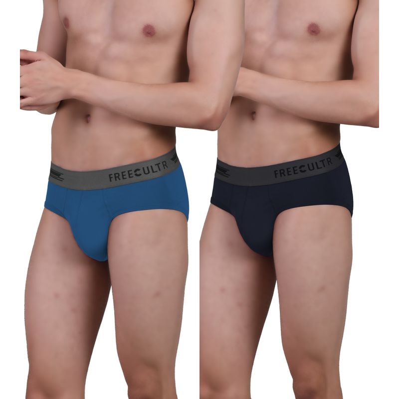 FREECULTR Men's Anti-Microbial Air-Soft Micromodal Underwear Brief, Pack of 2 - Multi-Color (S)
