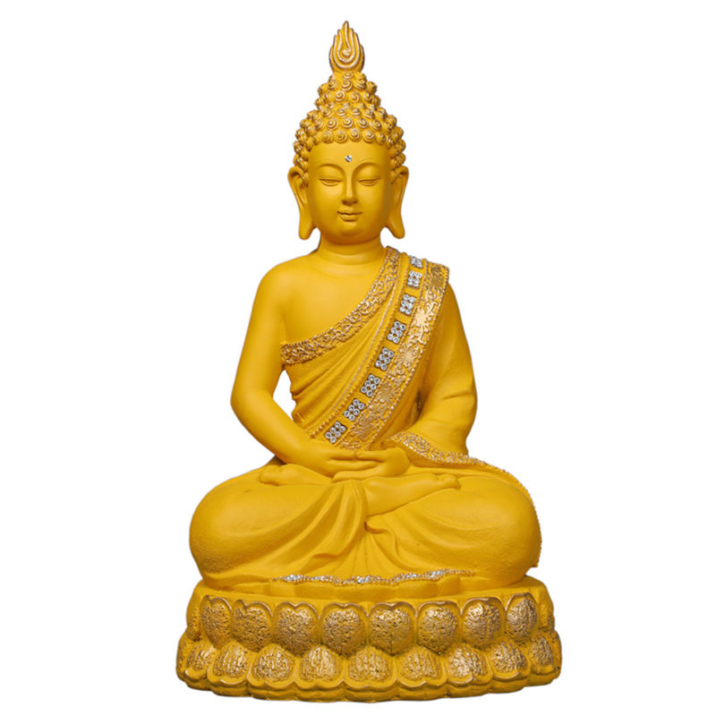 Tansha Quo Buddha Decorative Showpiece - 32 Cm (Polyresin, Gold): Buy ...