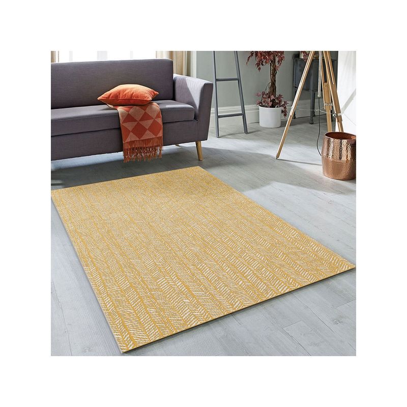 OBSESSIONS Flat Weave Striped Carpet, Yellow (4 x 6 Feet)