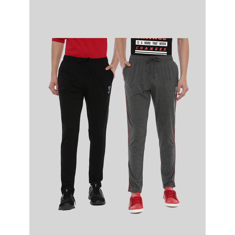 3PIN Men Cotton Solid Regular Fit Track Pants (Pack of 2) (L)