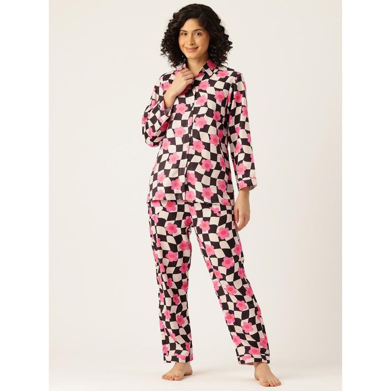 Bedgasm Sleepwear Black Checkered Nightwear (Set of 3) (S)