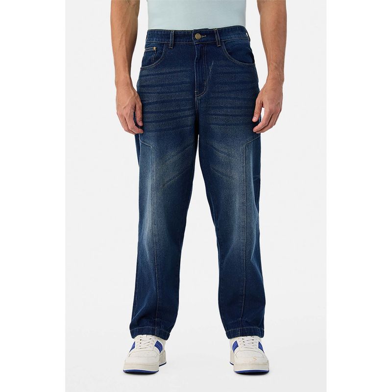 Snitch Men Dark Navy Blue Denim Relaxed Fit Casual Jeans (32)