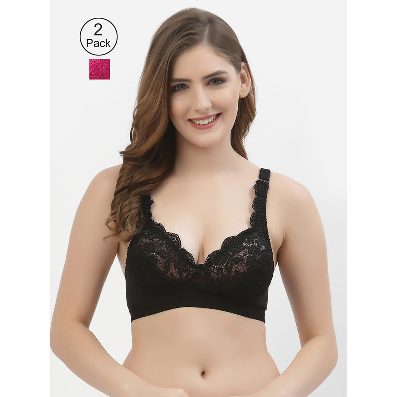 Floret Women Full Coverage Non Padded Bra-Multi-Color (Pack of 2) (32B)