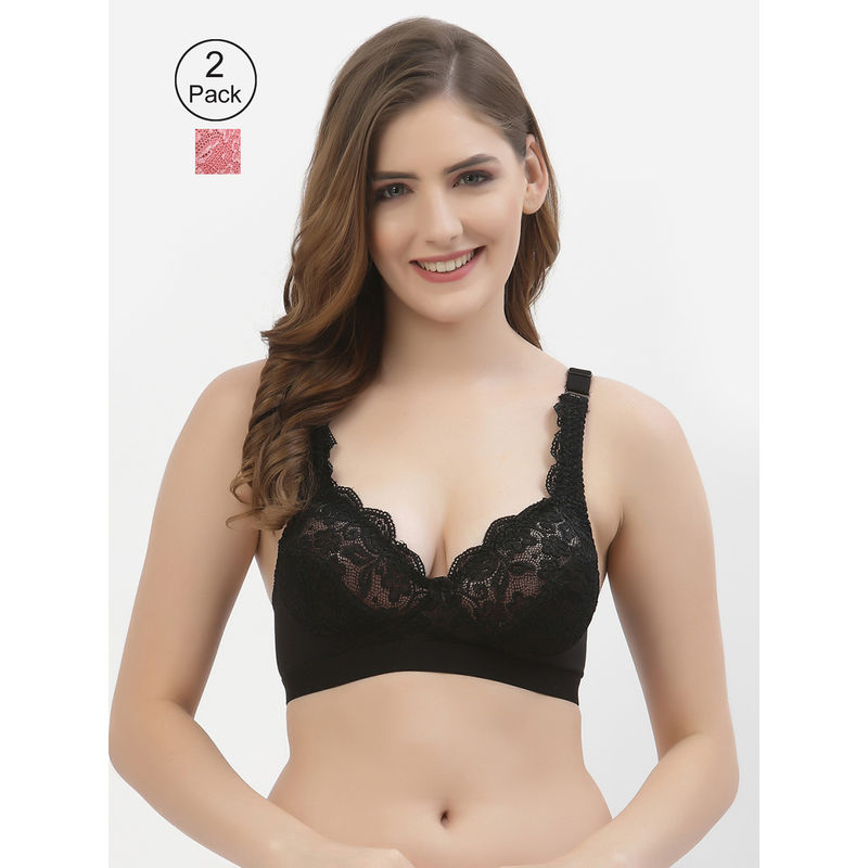 Floret Women Full Coverage Non Padded Bra-Multi-Color (Pack of 2) (40B)