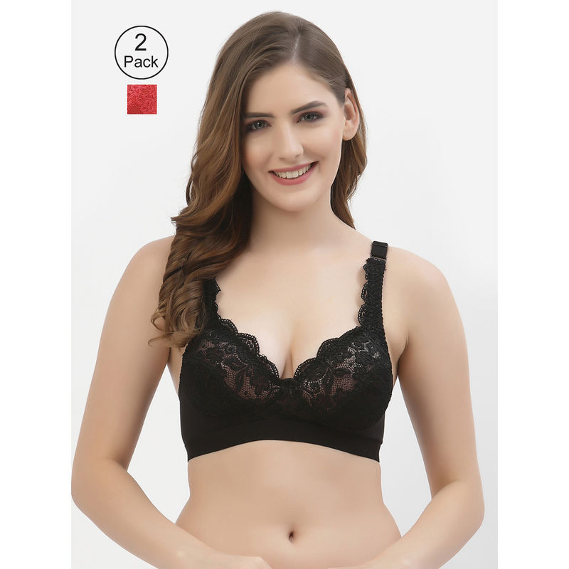 Floret Women Full Coverage Non Padded Bra-Multi-Color (Pack of 2) (38B)