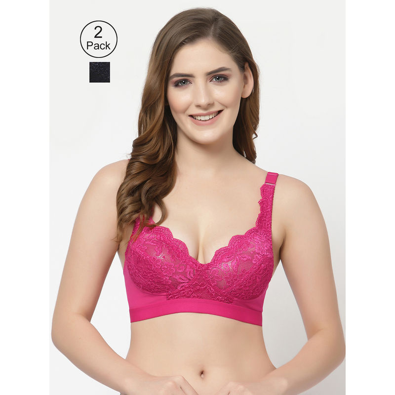 Floret Women Full Coverage Non Padded Bra-Multi-Color (Pack of 2) (32B)