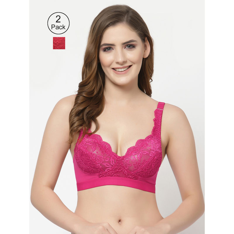 Floret Women Full Coverage Non Padded Bra-Multi-Color (Pack of 2) (34B)