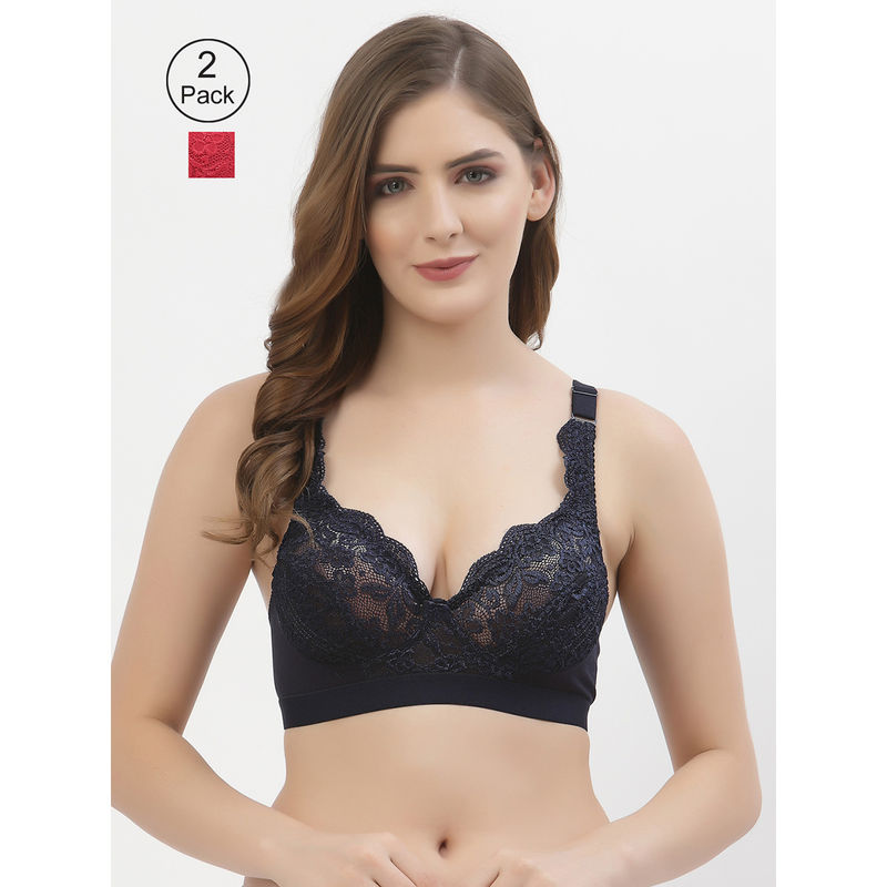 Floret Women Full Coverage Non Padded Bra-Multi-Color (Pack of 2) (34B)