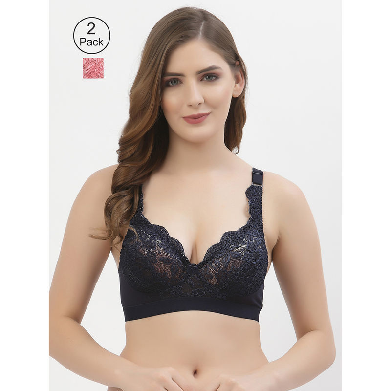 Floret Women Full Coverage Non Padded Bra-Multi-Color (Pack of 2) (32B)