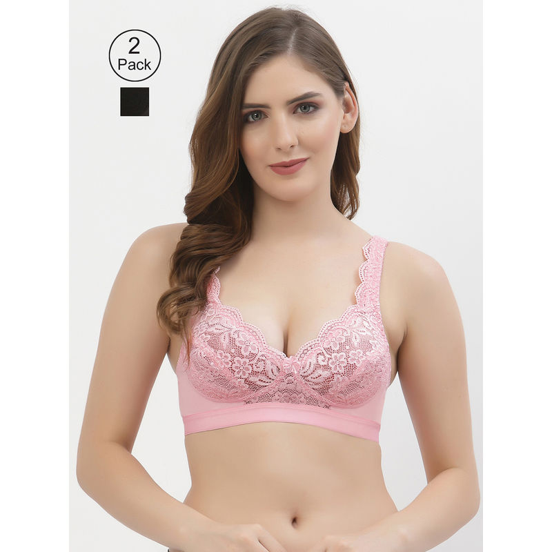 Floret Women Full Coverage Non Padded Bra-Multi-Color (Pack of 2) (32B)