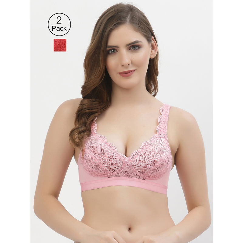 Floret Women Full Coverage Non Padded Bra-Multi-Color (Pack of 2) (32B)