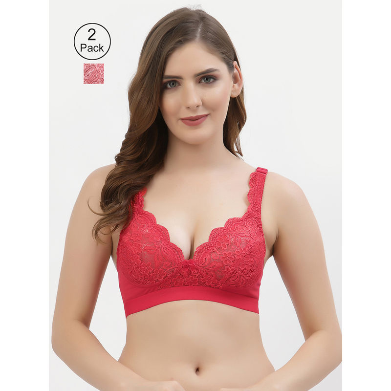 Floret Women Full Coverage Non Padded Bra-Multi-Color (Pack of 2) (32B)