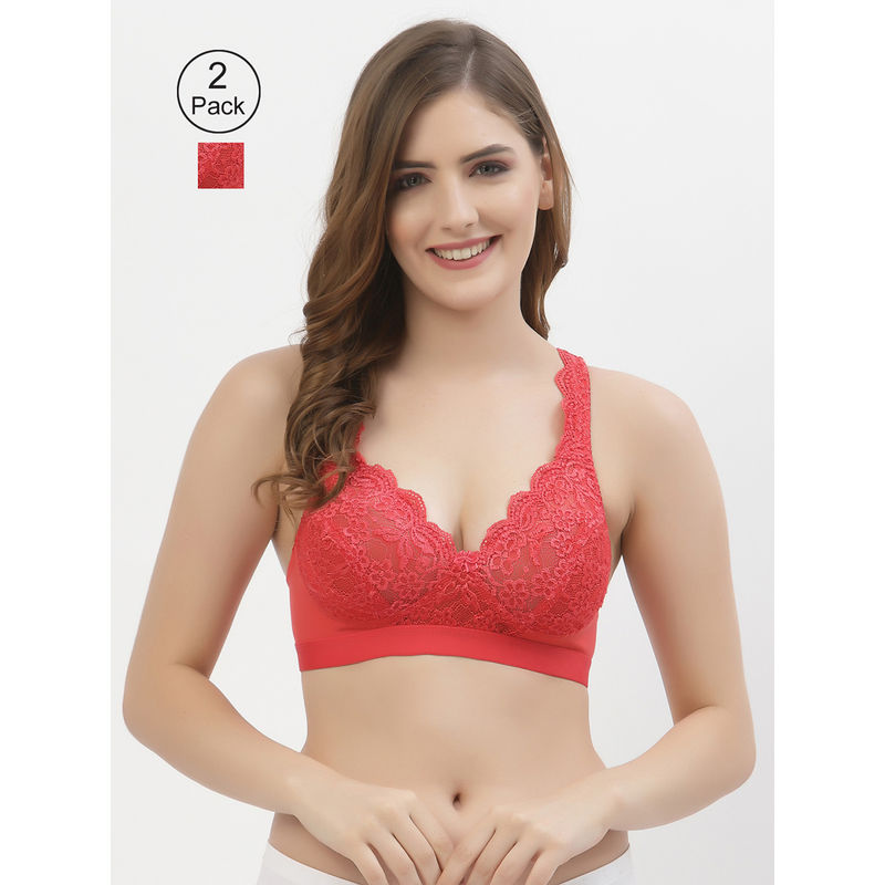 Floret Women Full Coverage Non Padded Bra-Pink (Pack of 2) (32B)