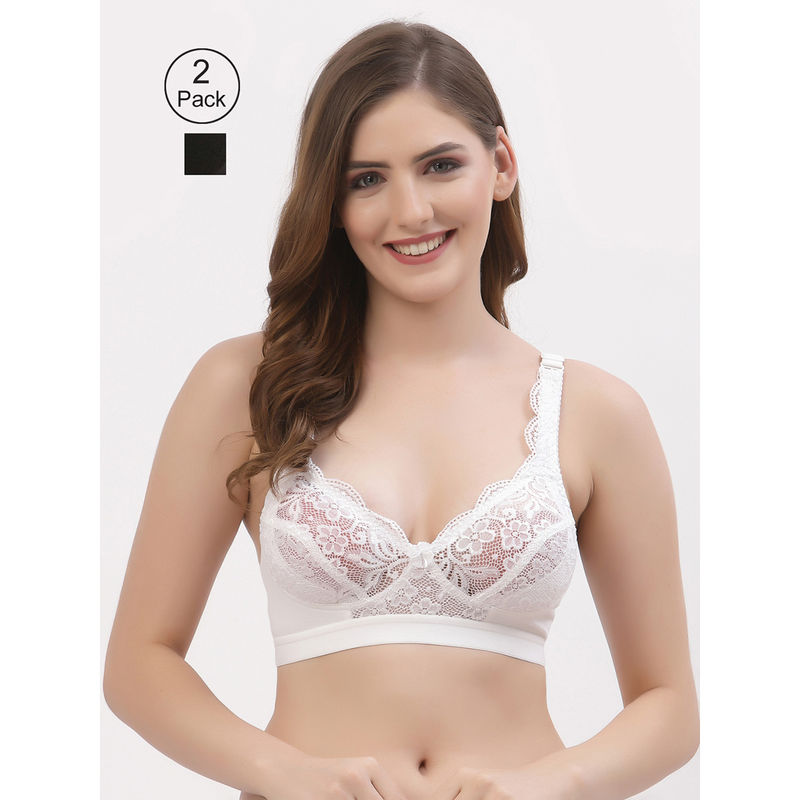 Floret Women Full Coverage Non Padded Bra-Multi-Color (Pack of 2) (40B)