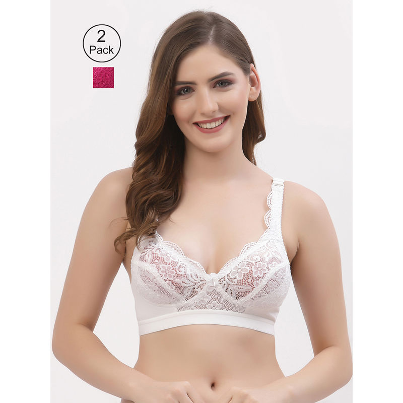 Floret Women Full Coverage Non Padded Bra-Multi-Color (Pack of 2) (34B)