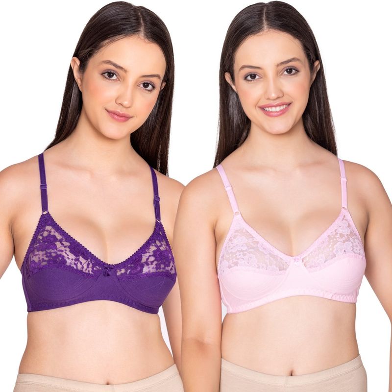 Bodycare Cotton Purple, Pink Color Bra 1535DPUPI (Pack of 2) (30B)