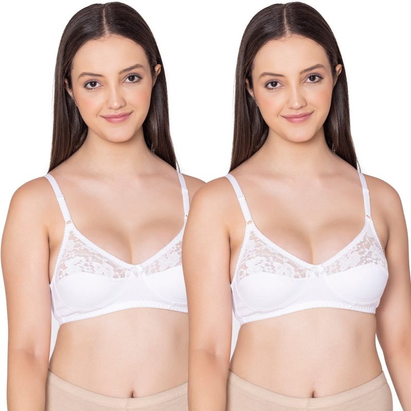 Bodycare Polycotton White Color Bra 1535WW (Pack of 2) (34B)