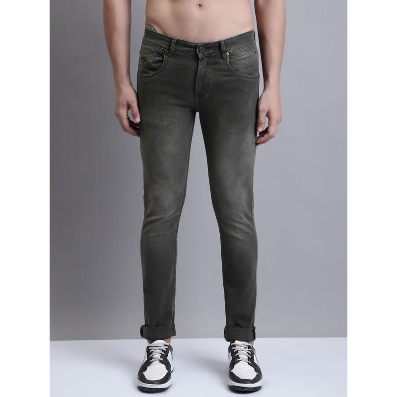 Cantabil Men Casual Olive Denim Jeans (30)