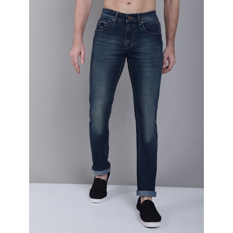 Cantabil Men Casual Blue Solid Denim Jeans (34)