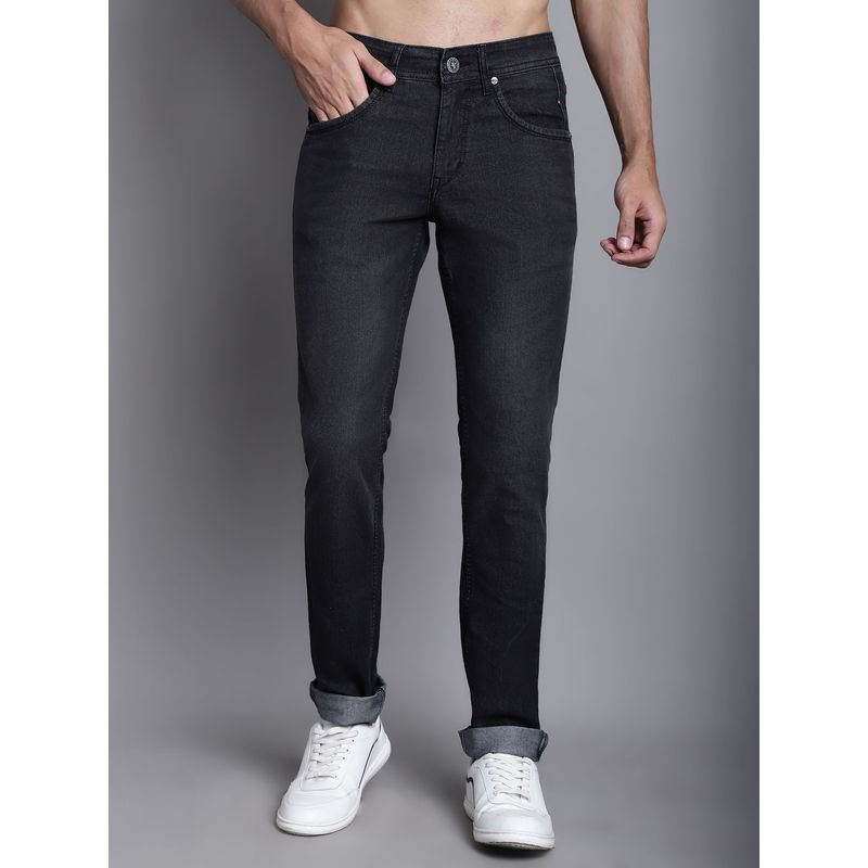 Cantabil Men Casual Black Solid Denim Jeans (34)