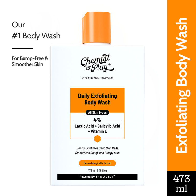 Chemist At Play Exfoliating Body Wash Shower Gel with 4% Lactic Acid, Salicylic Acid & Vitamin E