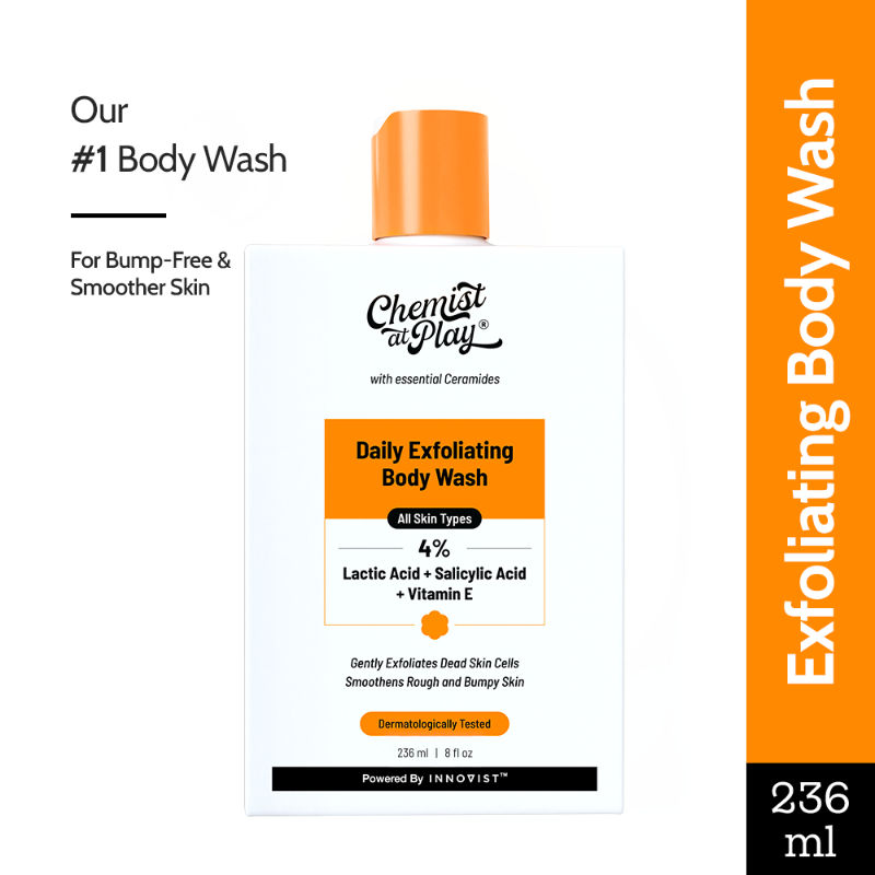 Chemist At Play Exfoliating Body Wash 4% Lactic Acid, Salicylic Acid Shower Gel for Women & Men