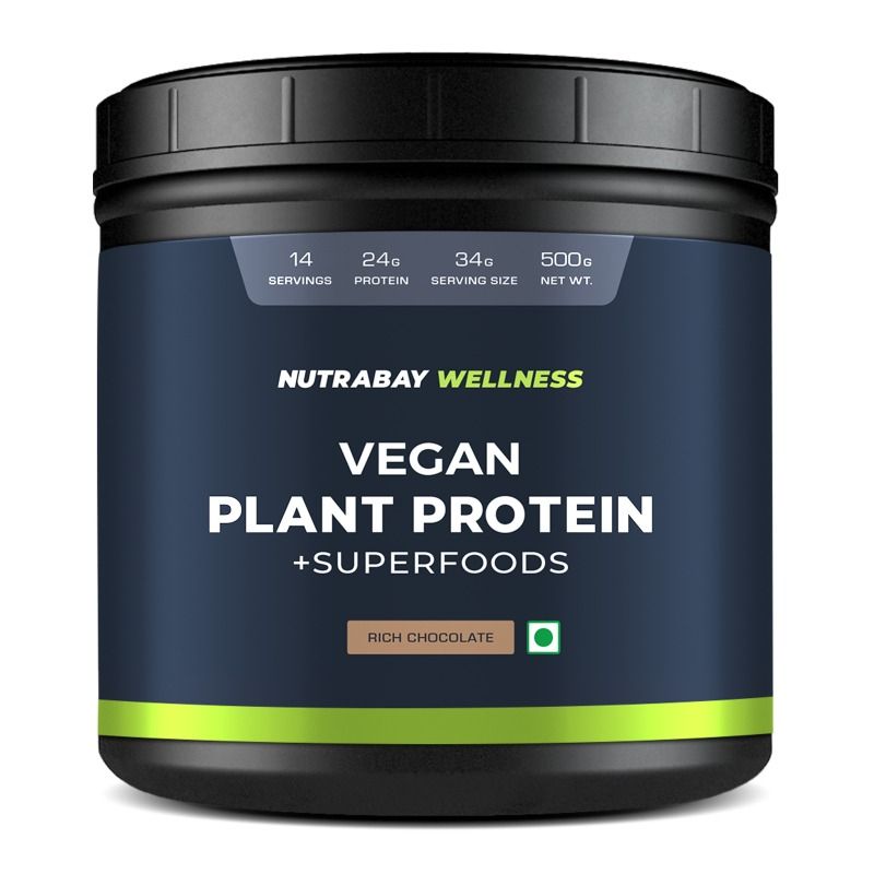 Nutrabay Wellness Vegan Plant Protein Powder + Superfoods - Rich Chocolate