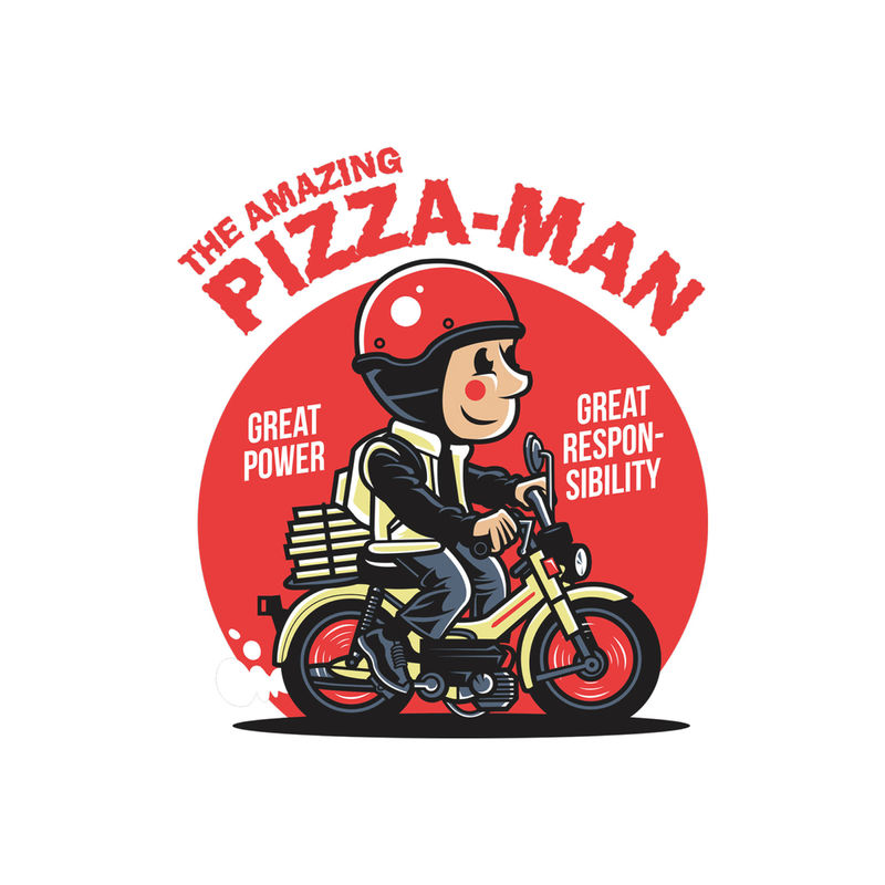 THREADCURRY Pizza Man Creative Graphic Printed T-Shirt for Men (S)