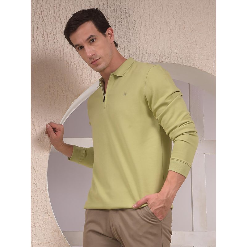 CRIMSOUNE CLUB Green Jacquard Polo Neck Sweatshirt (L)
