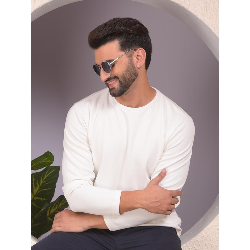 CRIMSOUNE CLUB Off White Full Sleeves Sweatshirt (S)