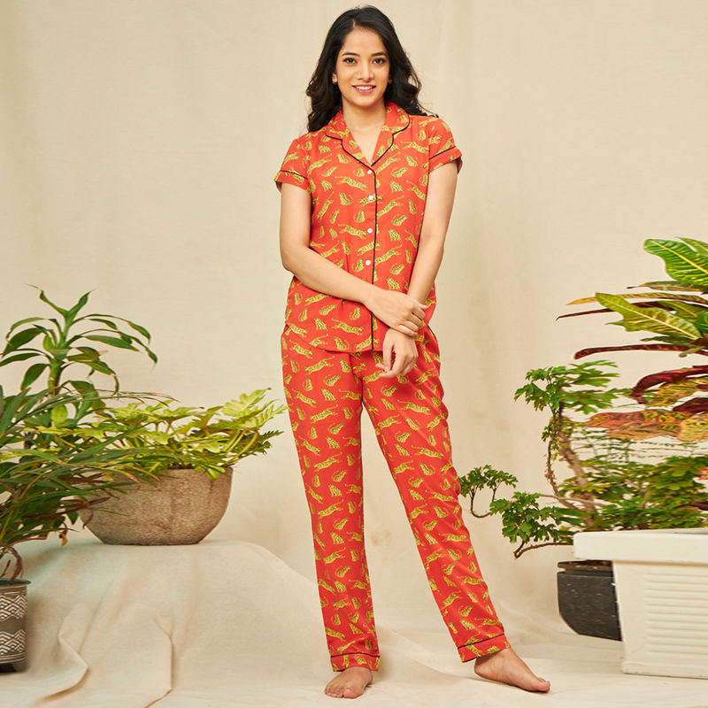 July Nightwear for Women Rayon Red hirt - Pyjama - WPC302 - Red (S)