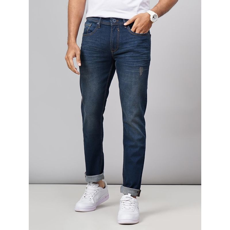 JadeBlue Men Denim Blue Slim Fit Cotton Stretch Washed Jeans (36)