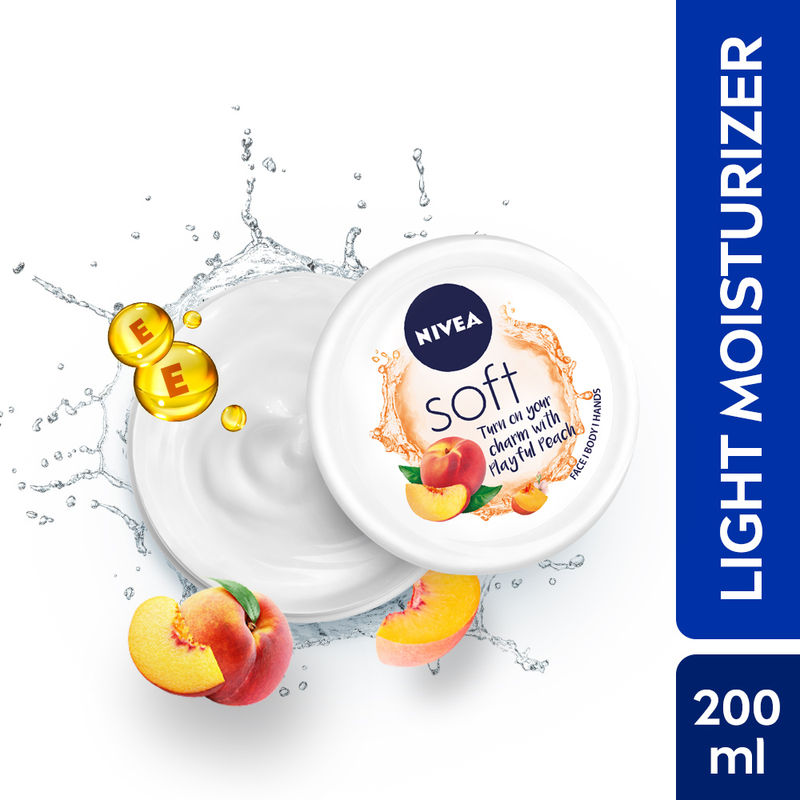 NIVEA Soft Light Moisturizer Cream Playful Peach For Hands And Body - 200 Ml
