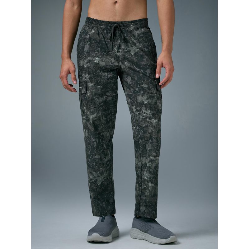 Technosport Olive Printed Regular Fit Trackpant (M)