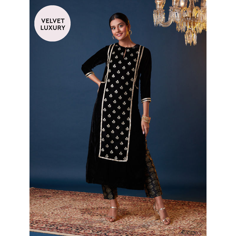 Rich Purple Modal Muslin Zari Embroidered Straight Fit Kurta Set With Straight Bottom & Soft Printed Dupatt