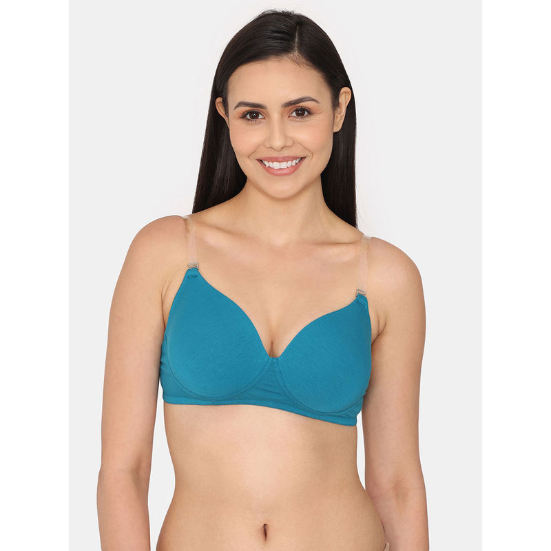 Zivame Women’s Wire-Free Lightly Padded Bra – 3/4 Coverage, Nylon Elastane, Beige, Size 36D