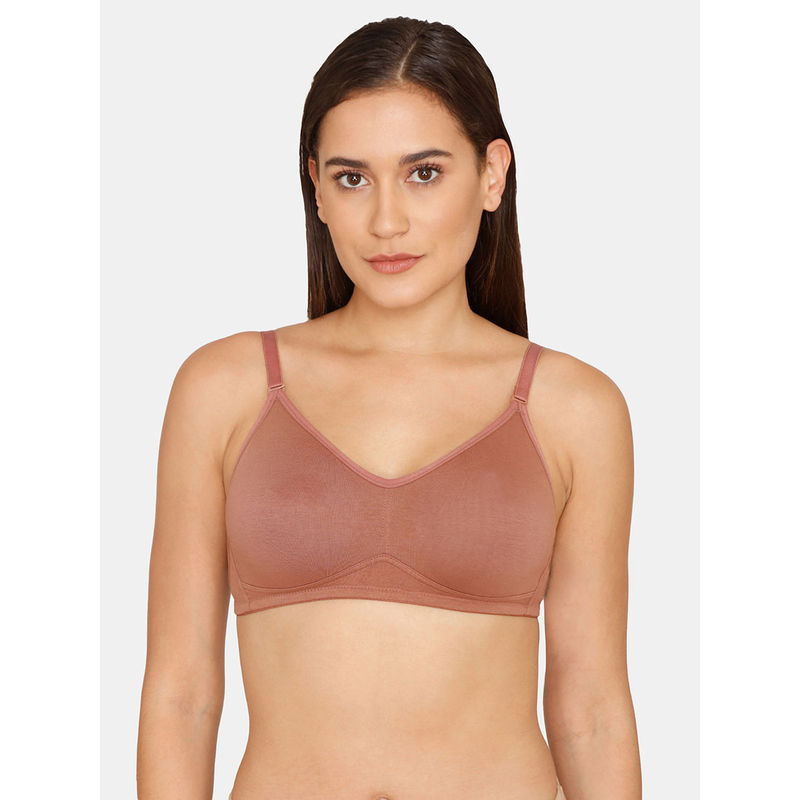 Zivame Double Layered Non Wired Full Coverage Backless Bra - Nutmeg (Set of 2) (34C)
