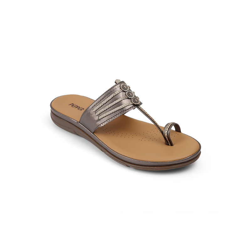 PEPPER Kolhapuri Metallic Sandals (EURO 36)