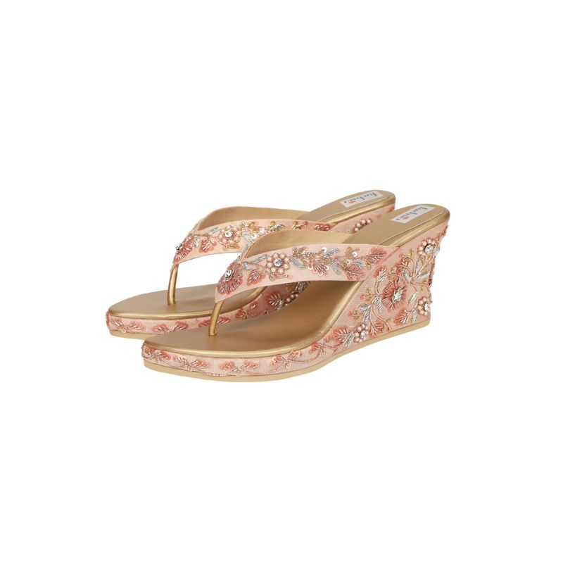 Buy Embroidered velvet wedge heels by Veruschka at Aashni and Co