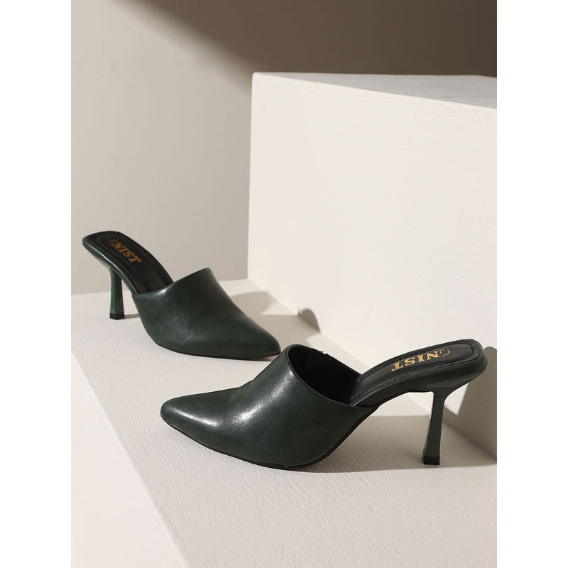 GNIST Pointed Green Stiletto Mules Heels (EURO 40)