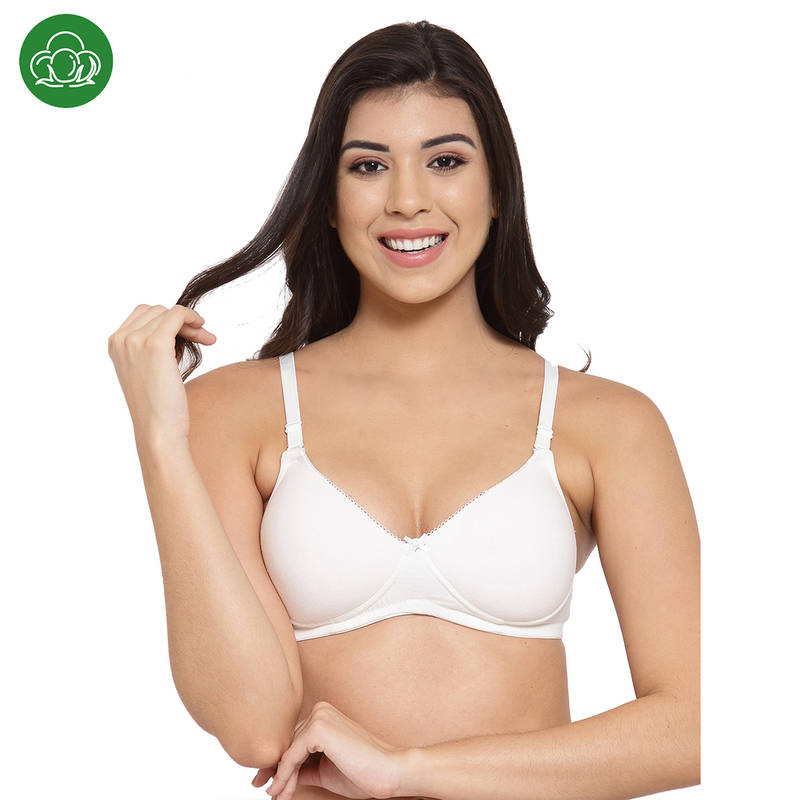 Inner Sense Organic Cotton Antimicrobal Padded t-shirt Bra-White (36D)